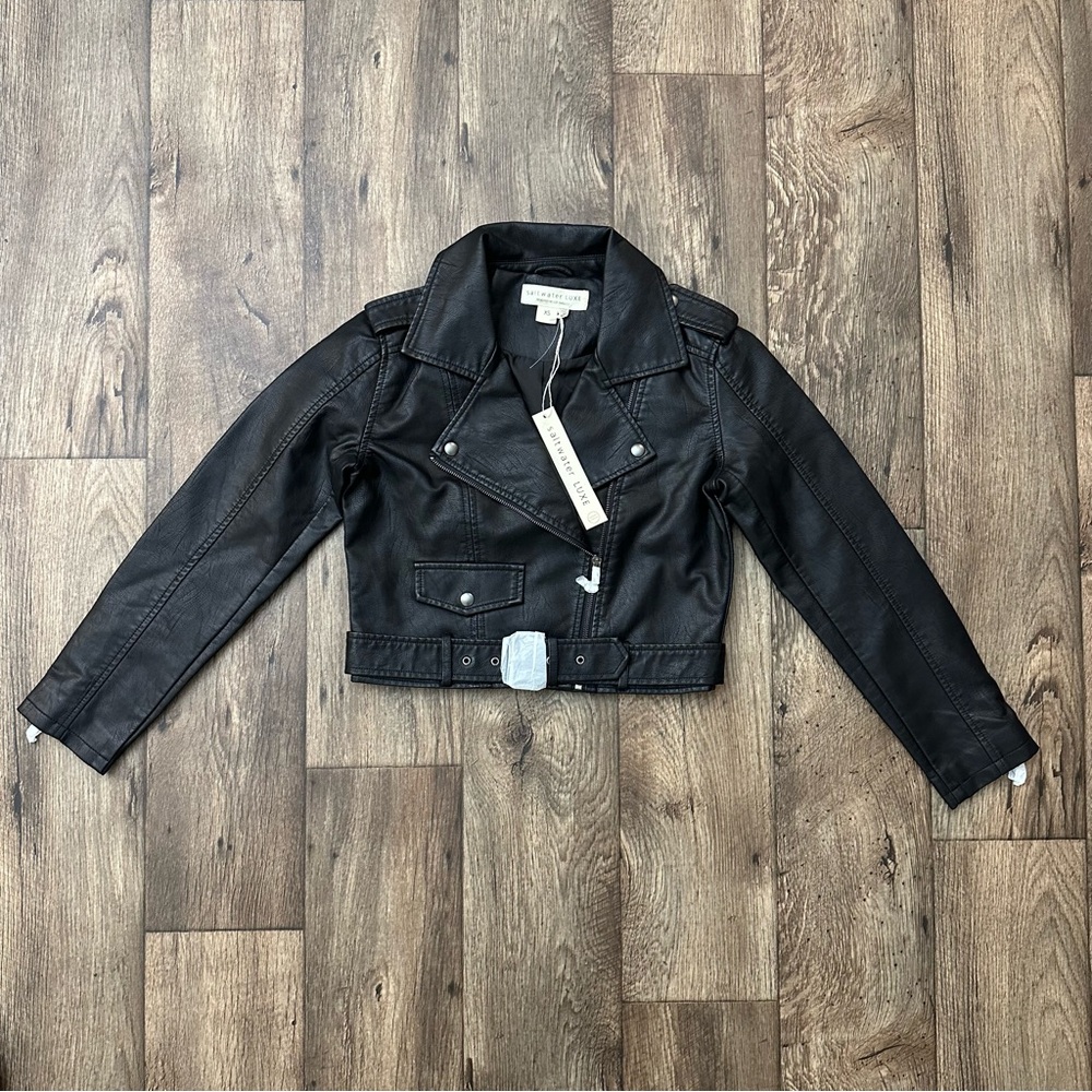 SALTWATER LUXE Isola Faux leather Moto Jacket Women's Black - Picture 2 of 8
